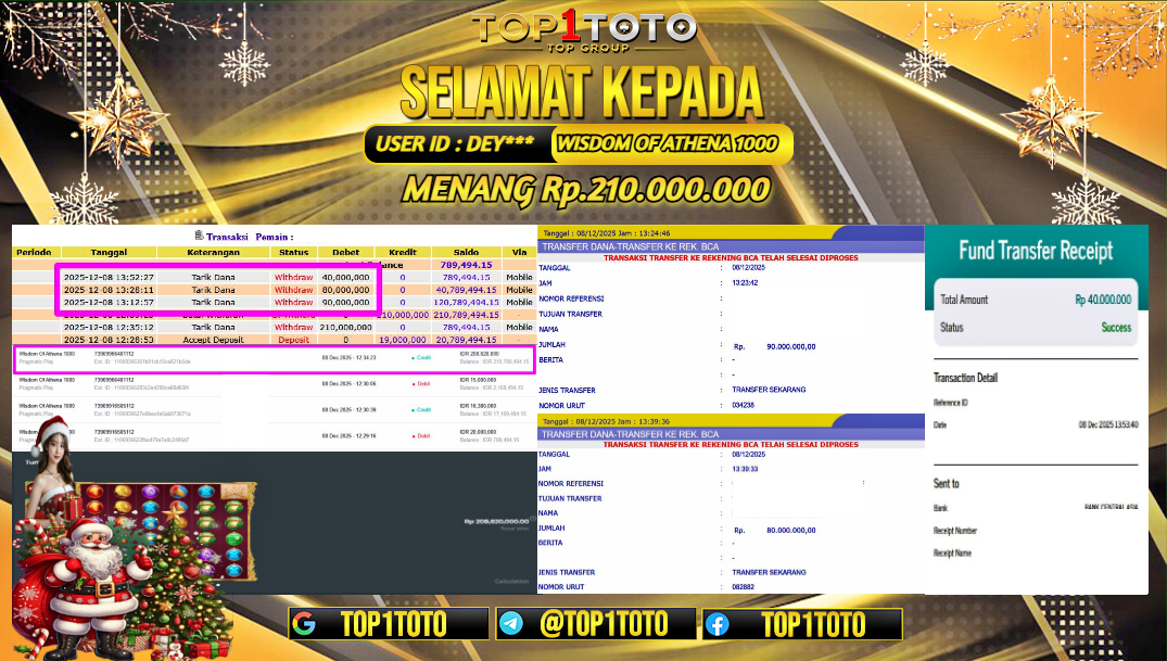 TOP1TOTO JACKPOT SLOT WISDOM OF ATHENA 1000 Rp.14.000.000  - LUNAS USER ID : DEY**